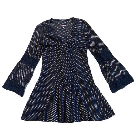 90s Guess Marciano Black & White Polka Dot Button Down Panel Dress 9 Pin-up Vtg - Picture 1 of 8